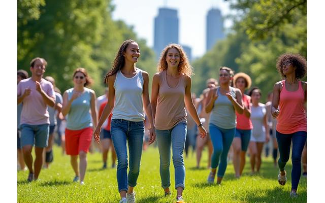 People enjoying a community wellness event in a Philadelphia park, showcasing local event partnerships.